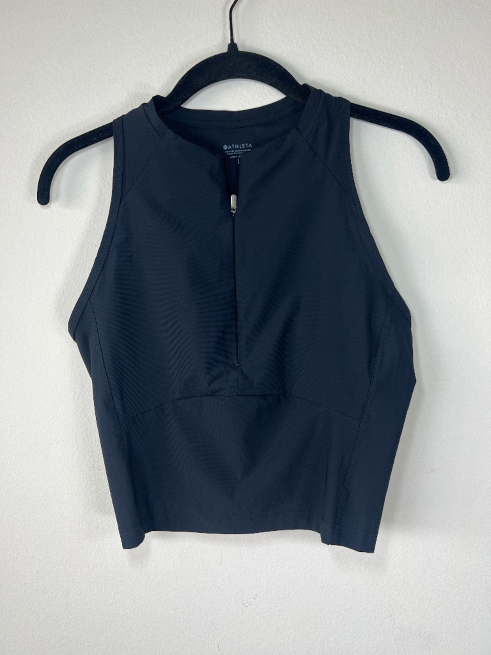 Athleta Crosstrain Zip Tank Top Shirt Black Stretch Workout Gym Running Yoga Sm